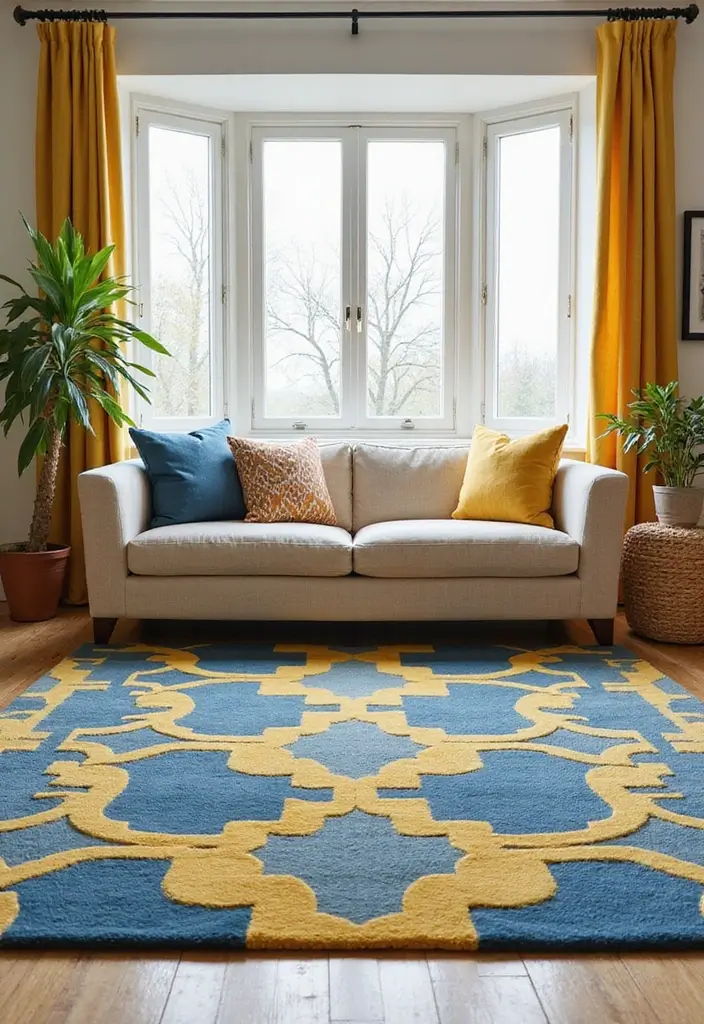Yellow and Blue Area Rugs