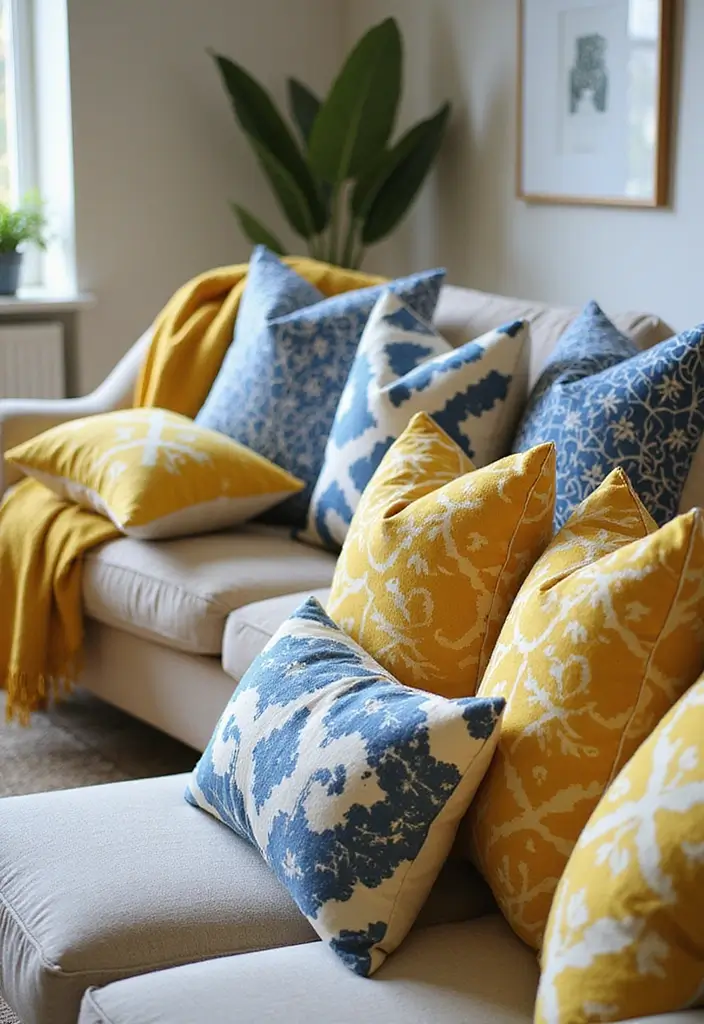 Bold Yellow and Blue Pillows