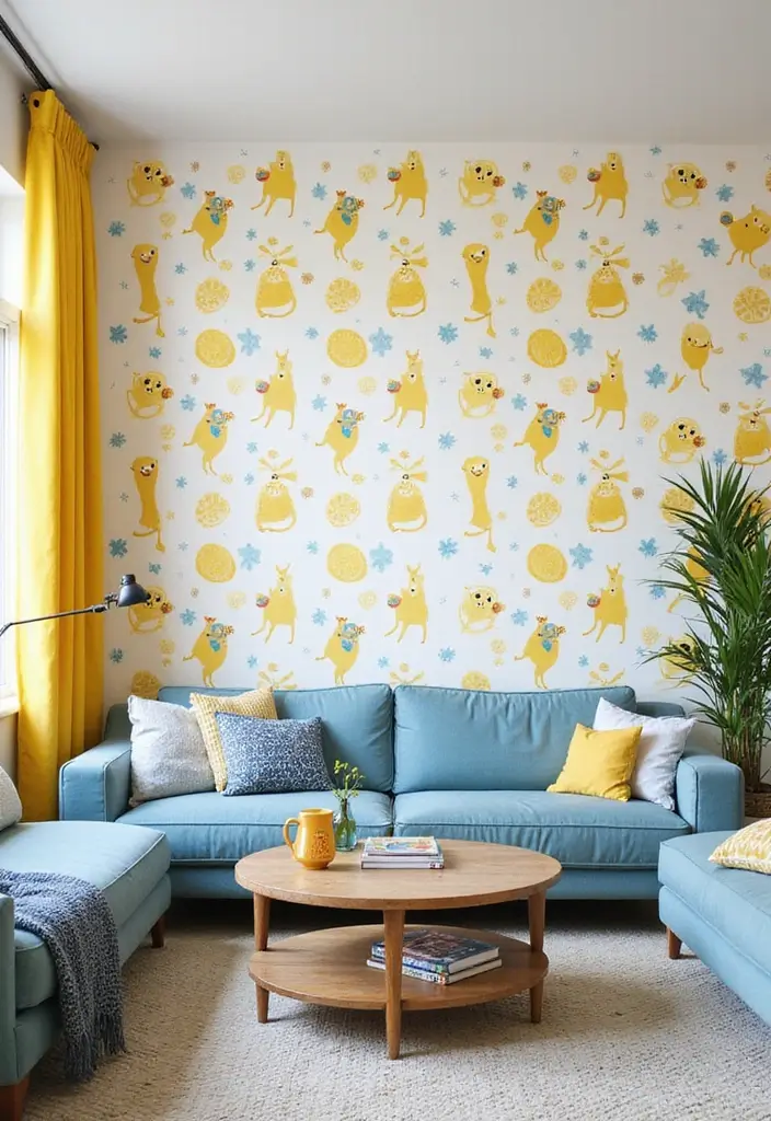 Yellow and Blue Wall Decals and Wallpaper
