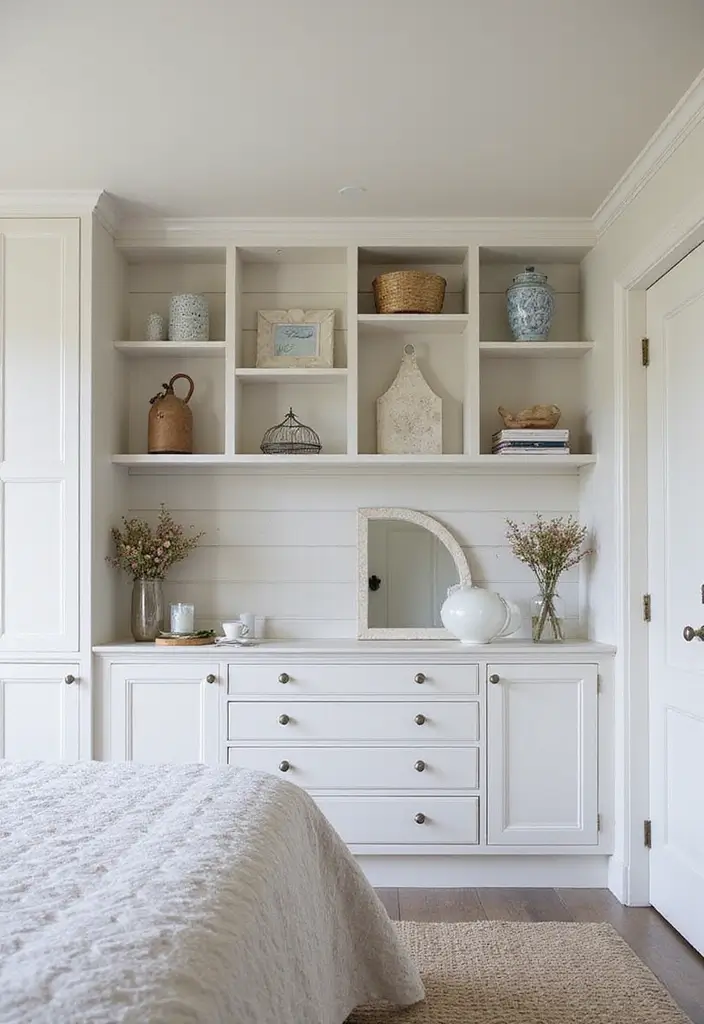 Built-in Storage in Farmhouse Bedroom