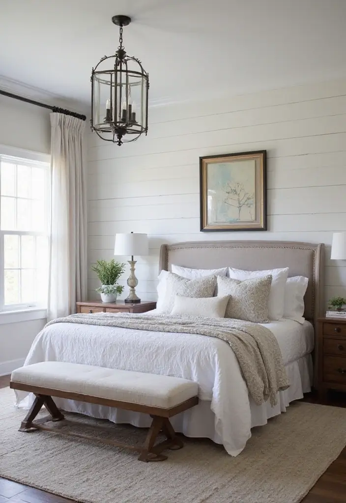 Modern Elements in Farmhouse Bedroom