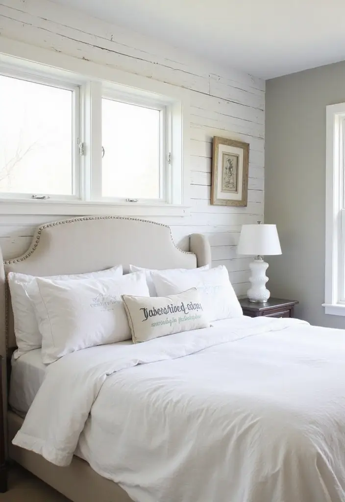 Personalized Bed Linens in Farmhouse Bedroom