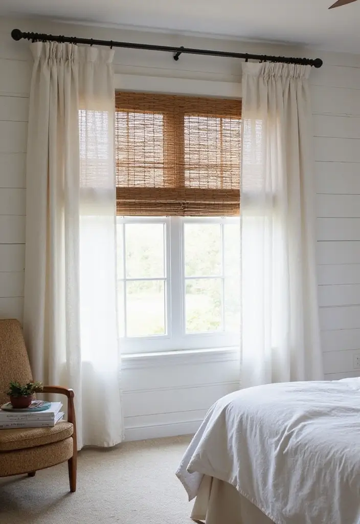 Rustic Window Treatments in Farmhouse Bedroom