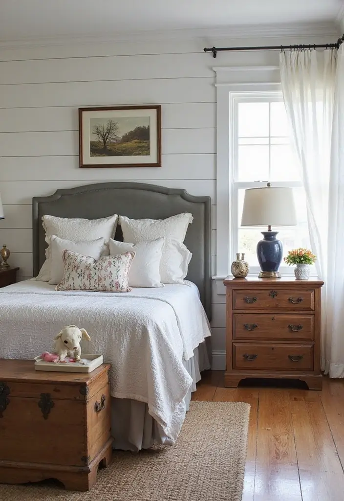 Vintage Furniture in Farmhouse Bedroom