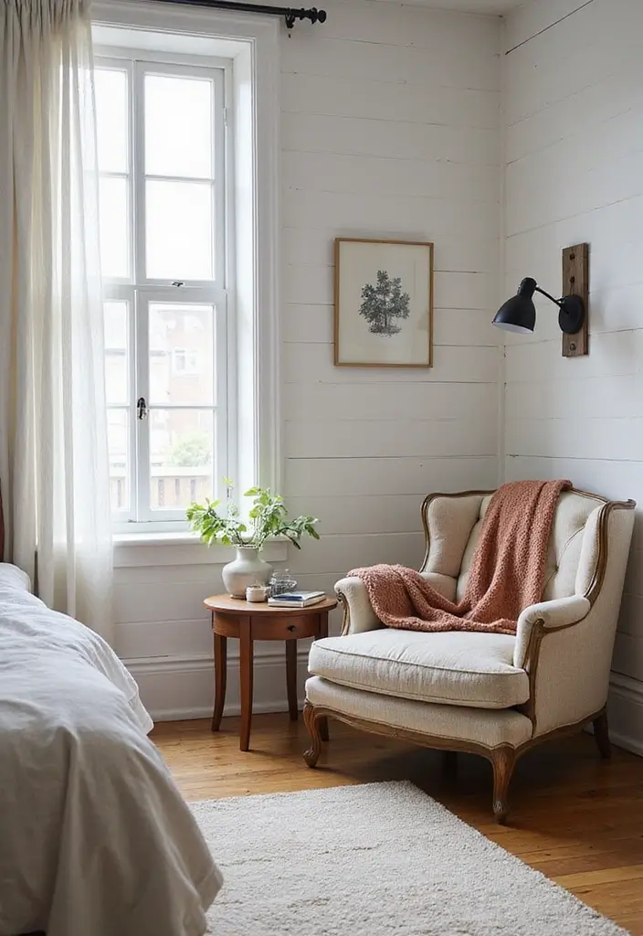 Cozy Reading Nook in Farmhouse Bedroom