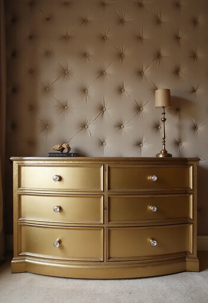 Metallic Finish Bedroom Dresser