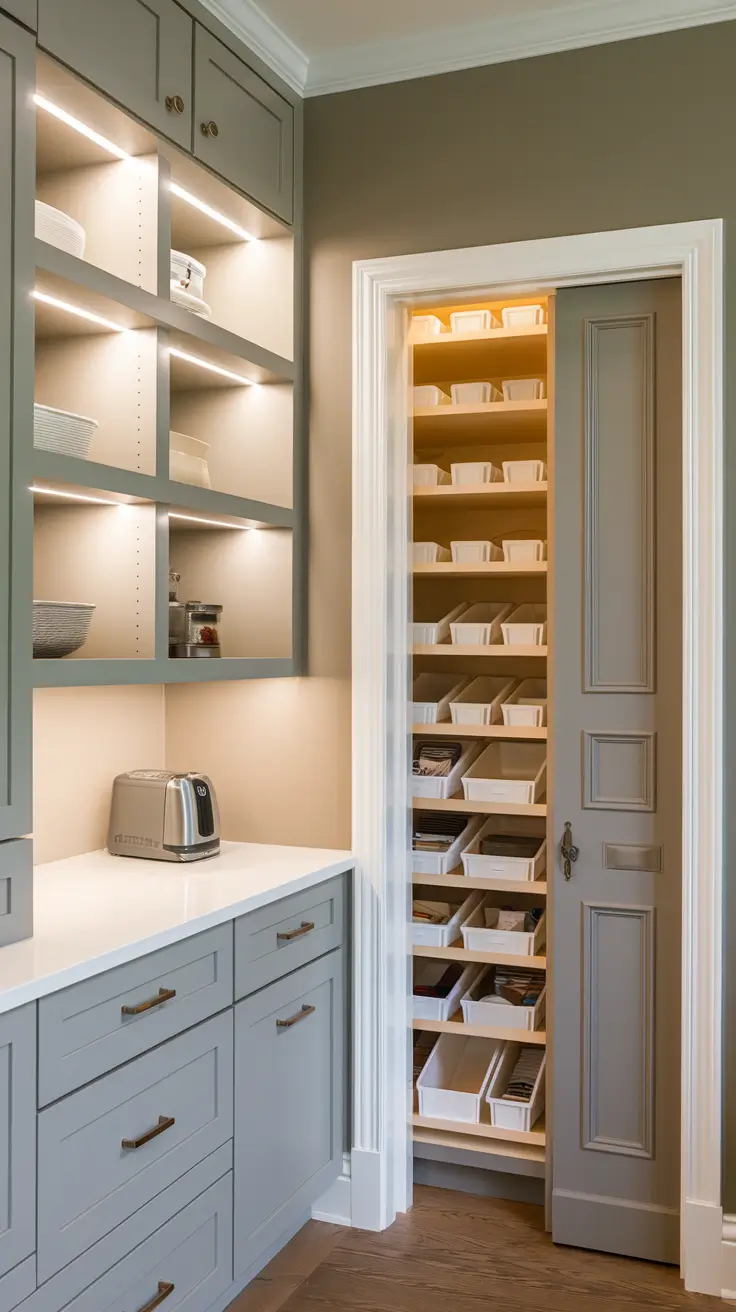 Stylish Hidden Walk-In Pantry Design
