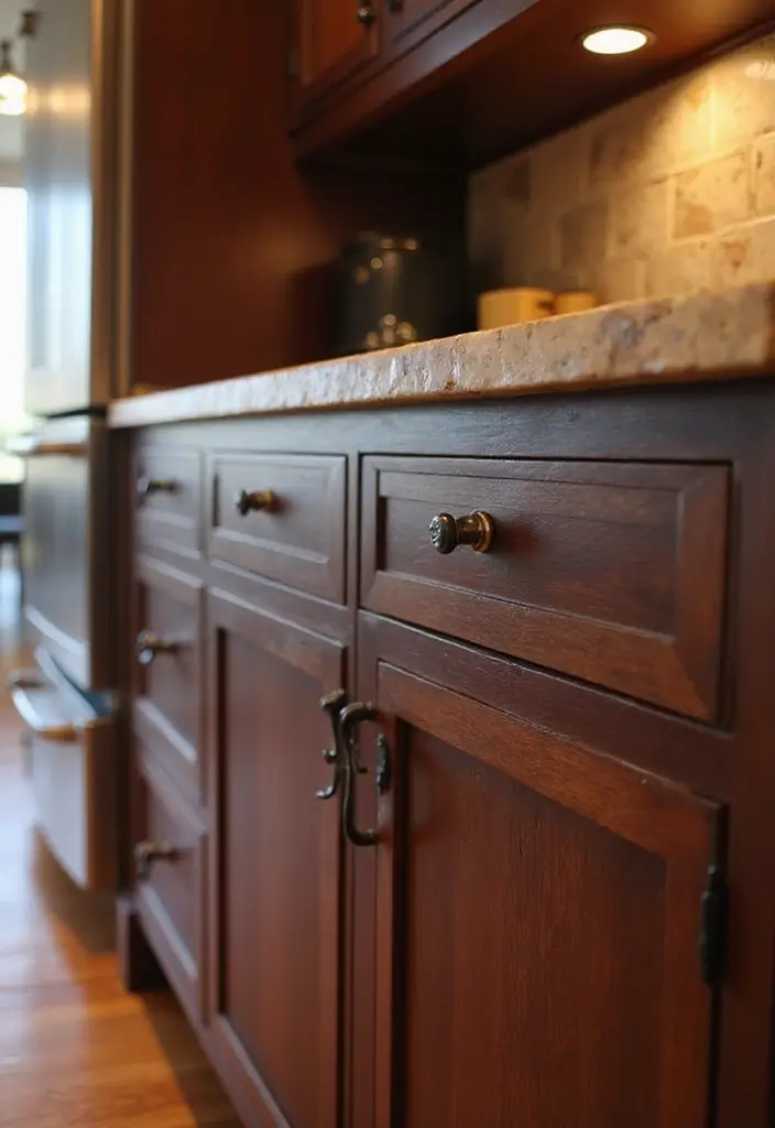 Plum-Brown Kitchen Cabinets with Cinnamon Slate Countertops