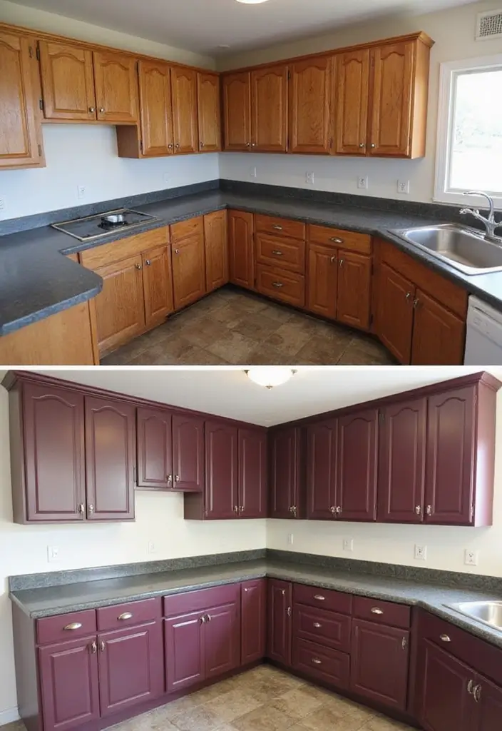 Kitchen Cabinets Painted Plum-Brown