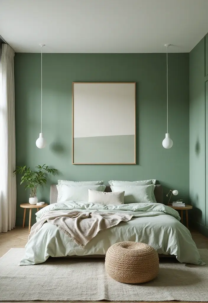 Green Color Blocks in Bedroom