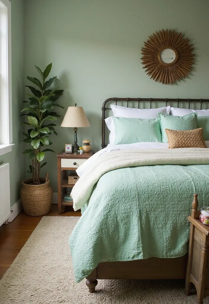 Vintage Green Decor in Bedroom