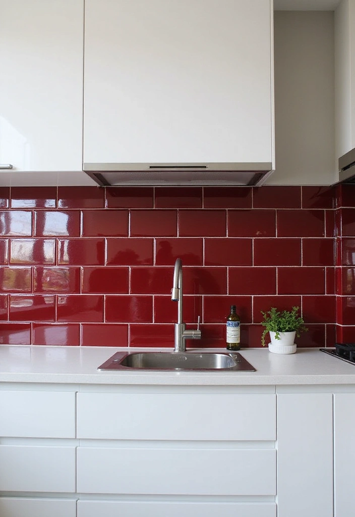 Lustrous Ruby Red Subway Tiles