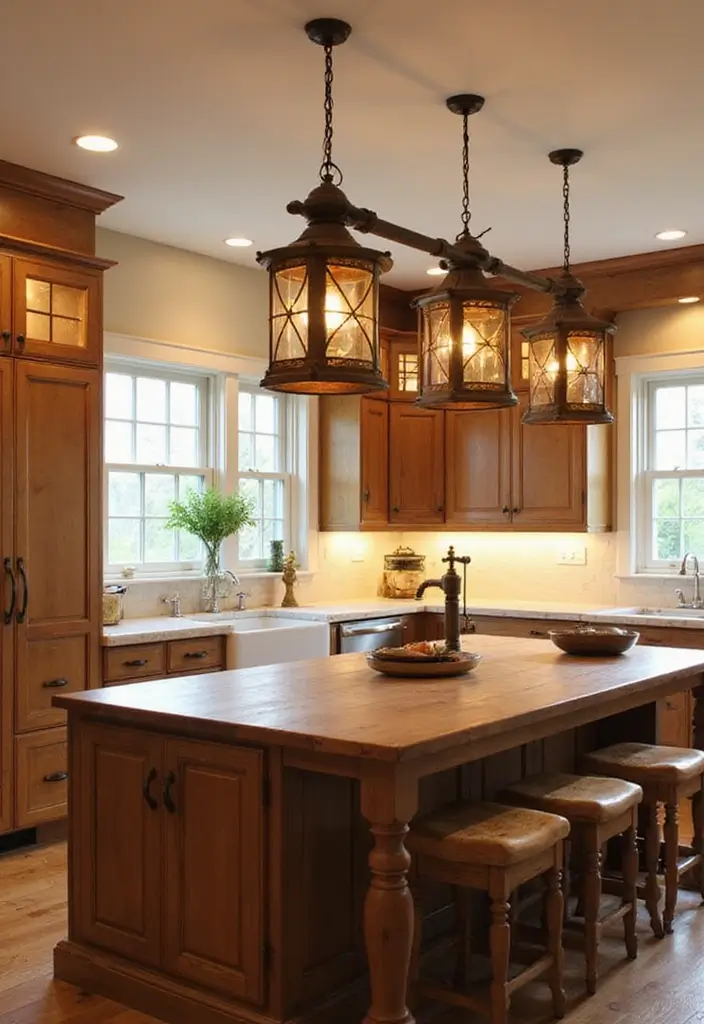 Rustic Wood Beam Pendant Lights