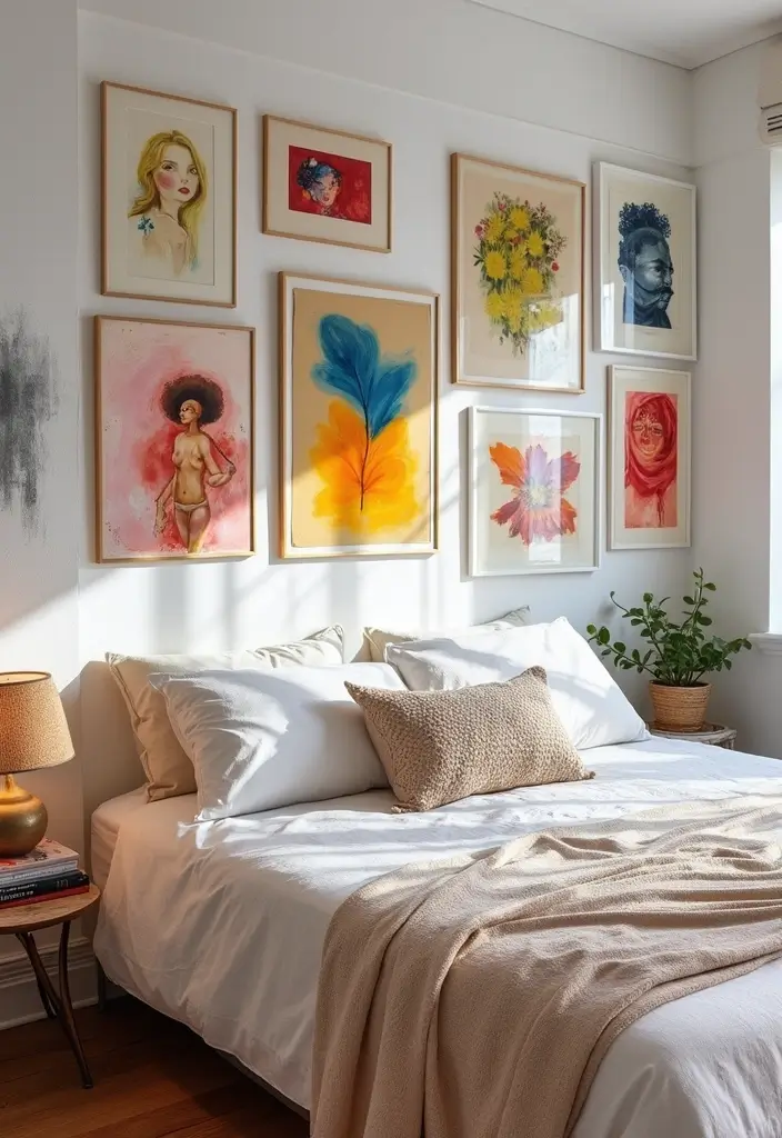 Artistic Touches in White Bedrooms