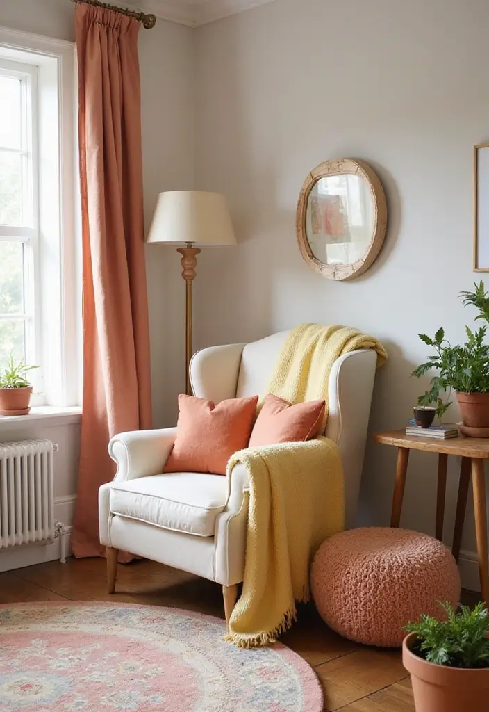 Reading Nook with Warm Colored Pillows