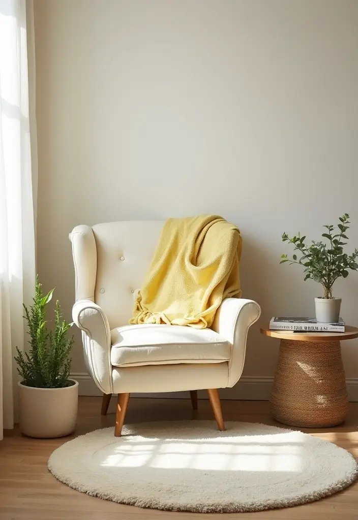 Cozy Reading Corner with Plush Area Rug