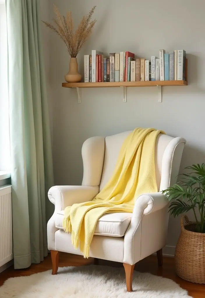 Reading Corner with Corkboard and Floating Shelves
