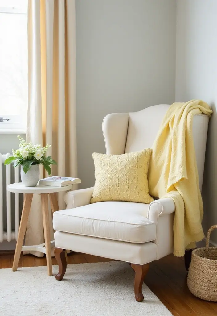 Reading Corner with Muted Color Palette
