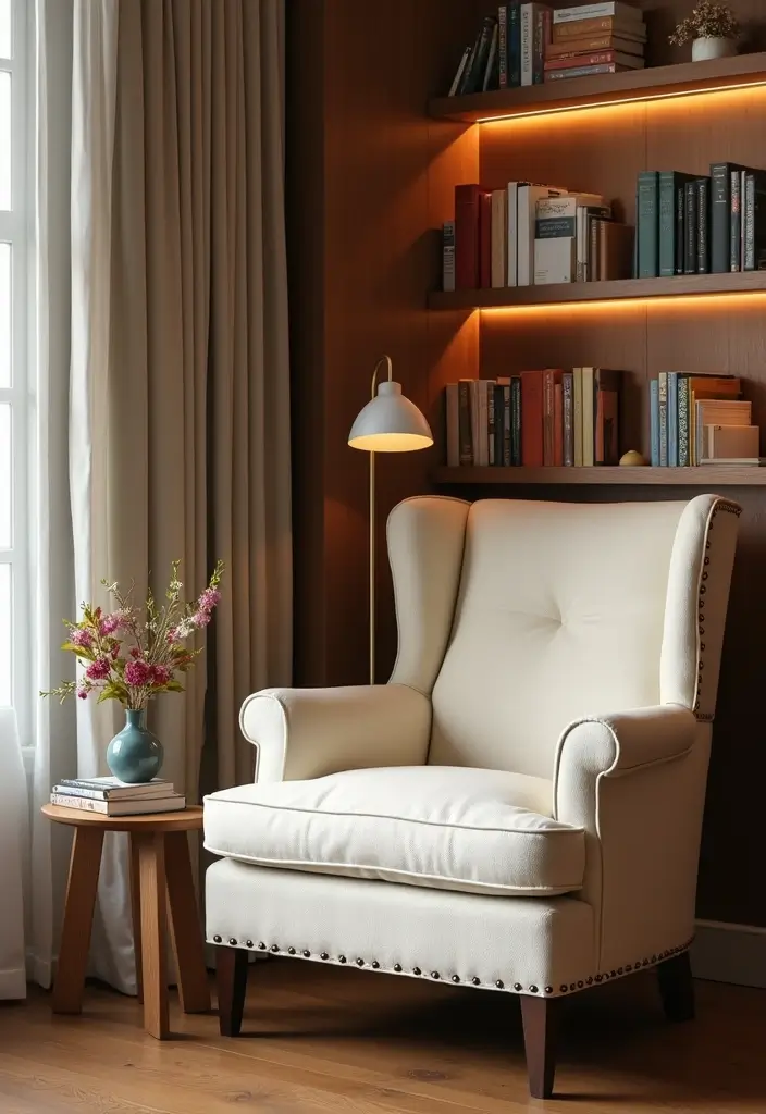 Personal Library with Rustic Floating Shelves