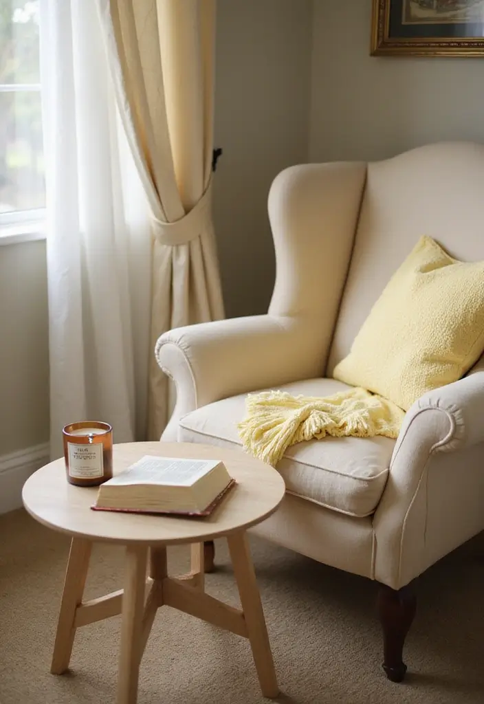 Reading Corner with Scented Candles and Essential Oil Diffuser