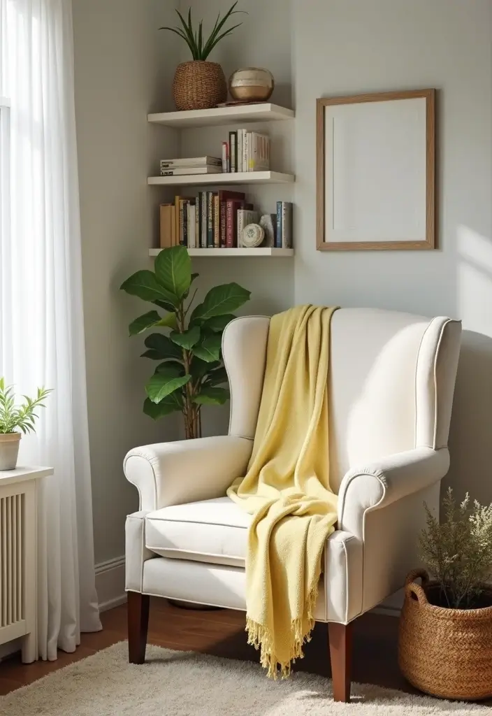 Organized Reading Corner with Blanket Basket