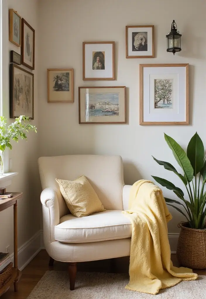 Reading Corner with Colorful Canvas Art