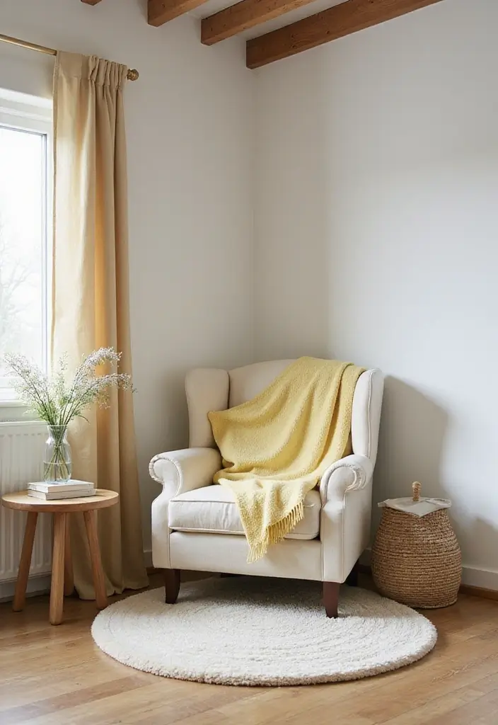 Reading Corner with Plush Rug for Sound Absorption