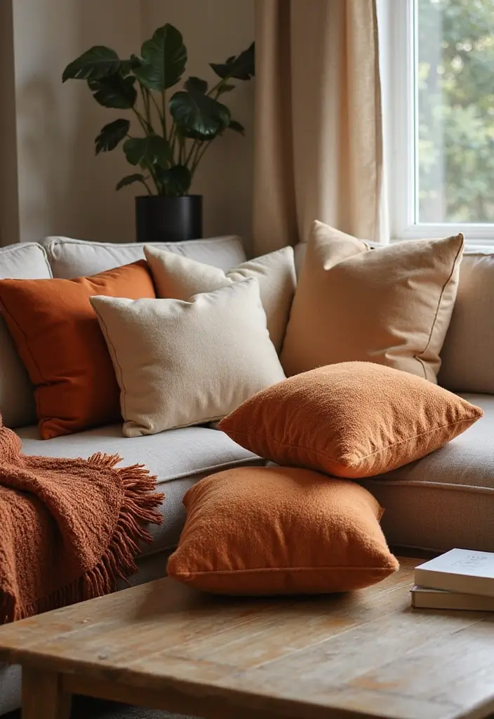 Sumptuous Pillow Stacks for Fall Coffee Table Decor