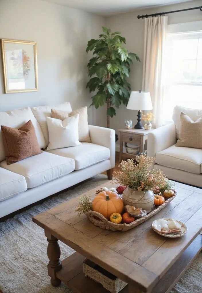 Cozy Farmhouse Coffee Table Fall Decor Ideas