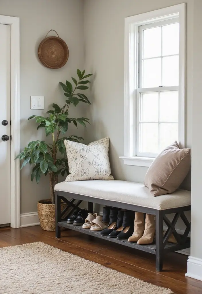 Shoe Organizing Rack with Seating