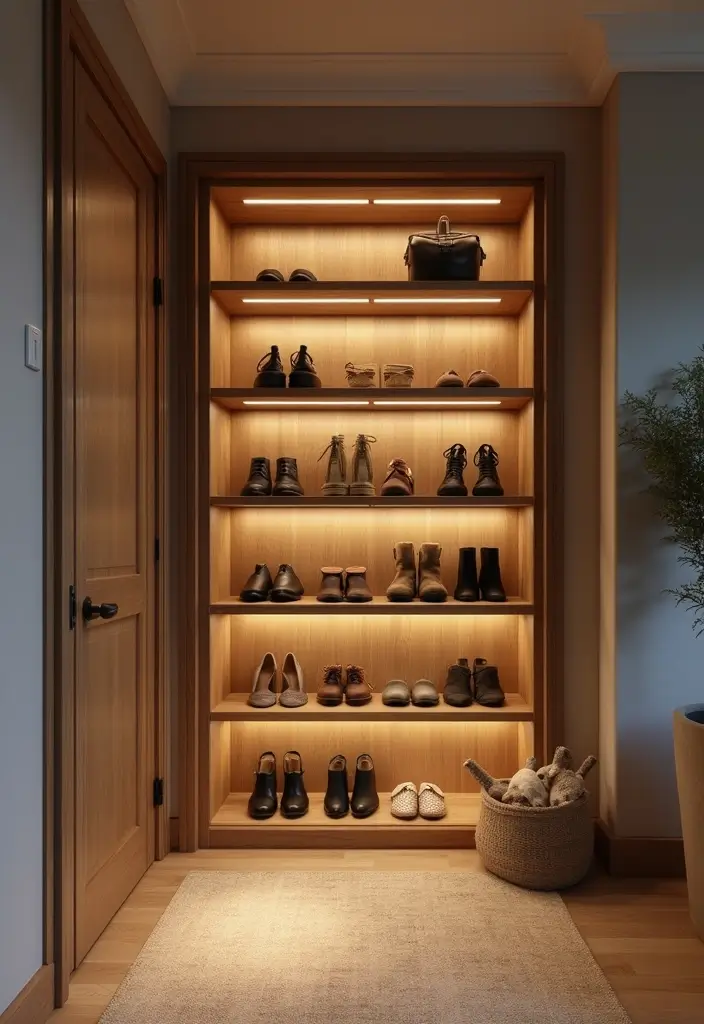 Shoe Storage with Built-in Lighting
