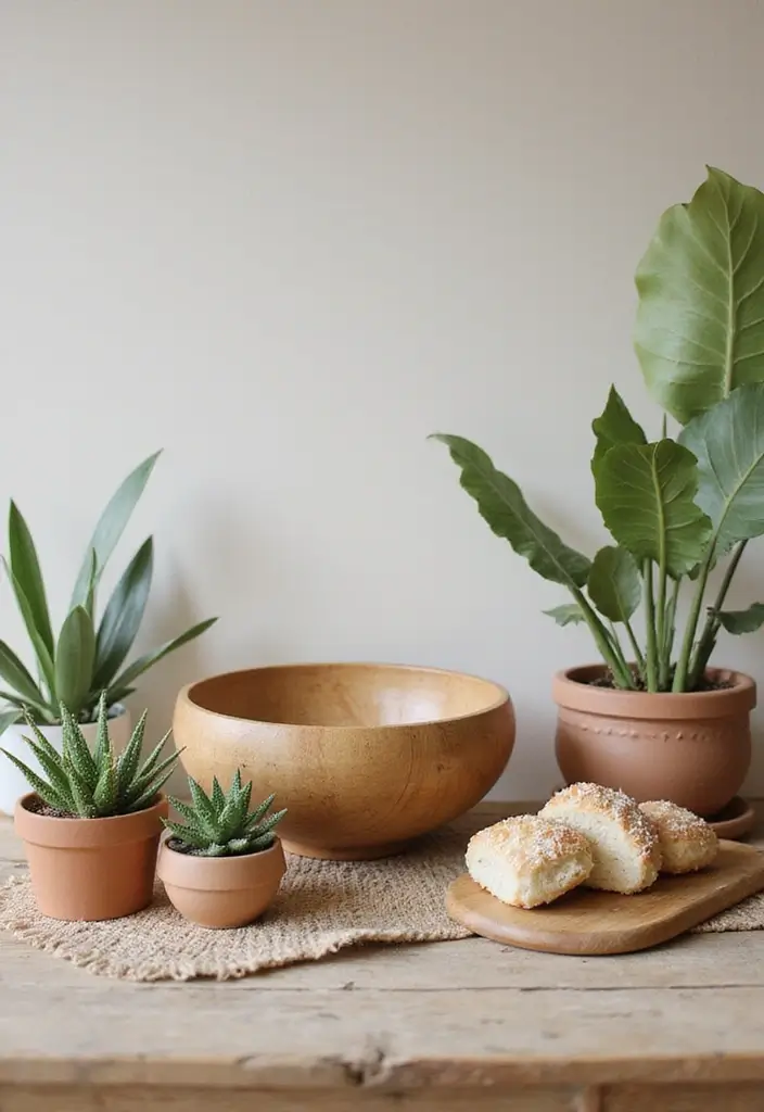 Natural elements in vintage dark cottagecore interior