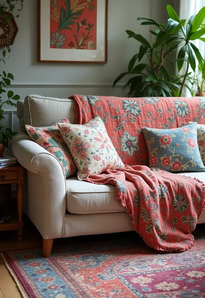 Mix and match patterns in vintage dark cottagecore decor