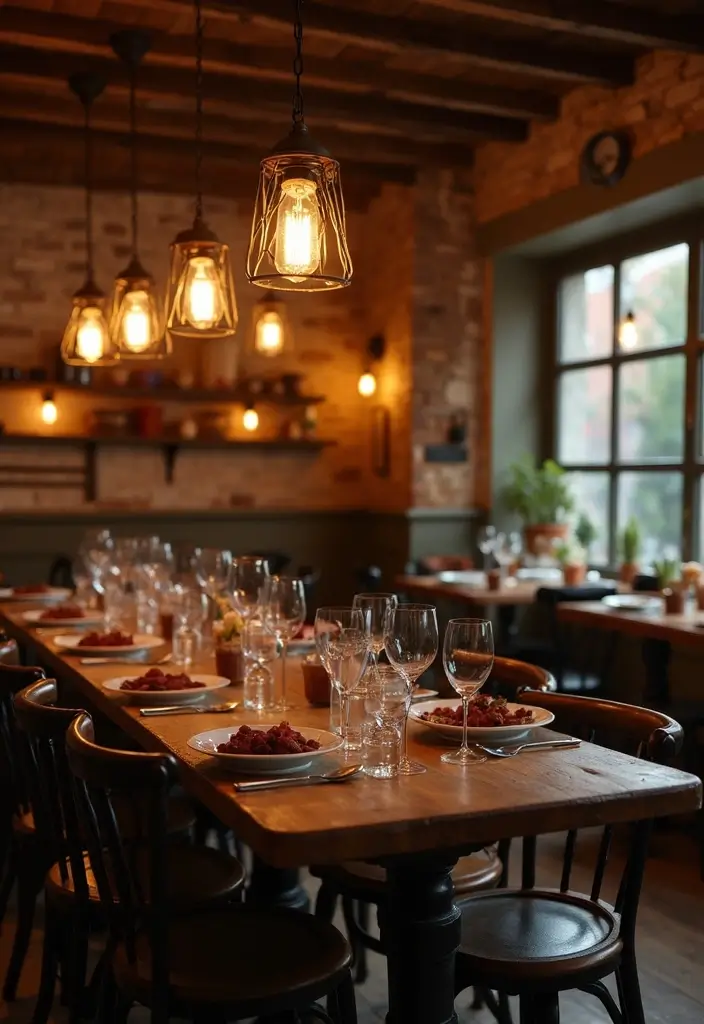 Rustic lighting fixtures in vintage dark cottagecore interior