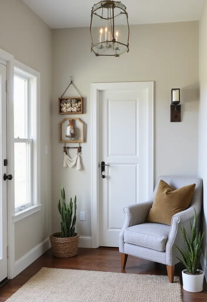 Soft Gray Accent Chair in Entryway