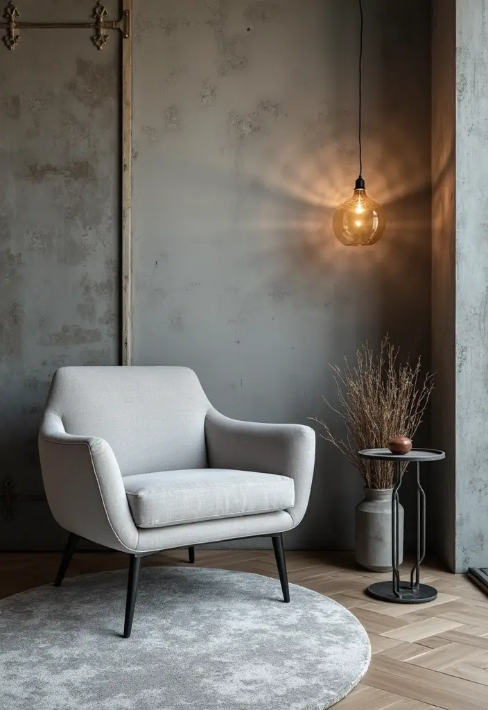 Industrial Style Soft Gray Accent Chair