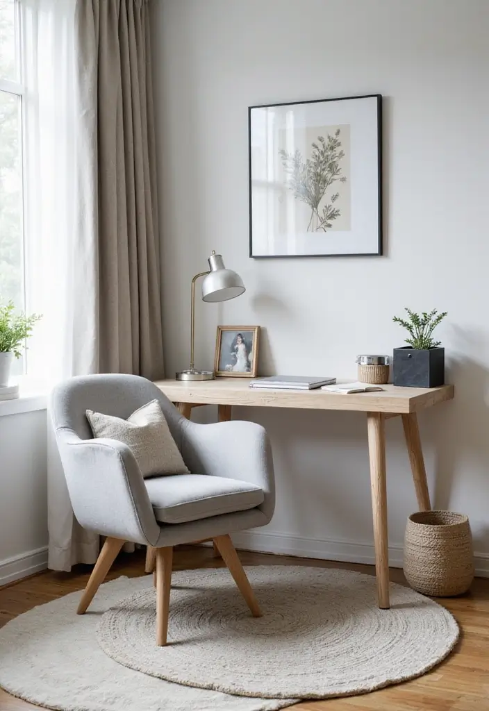 Soft Gray Accent Chair in Home Office