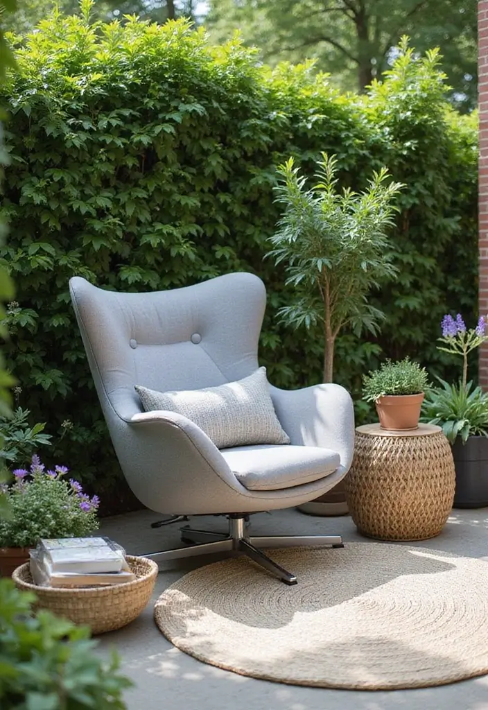 Soft Gray Accent Chair on Patio