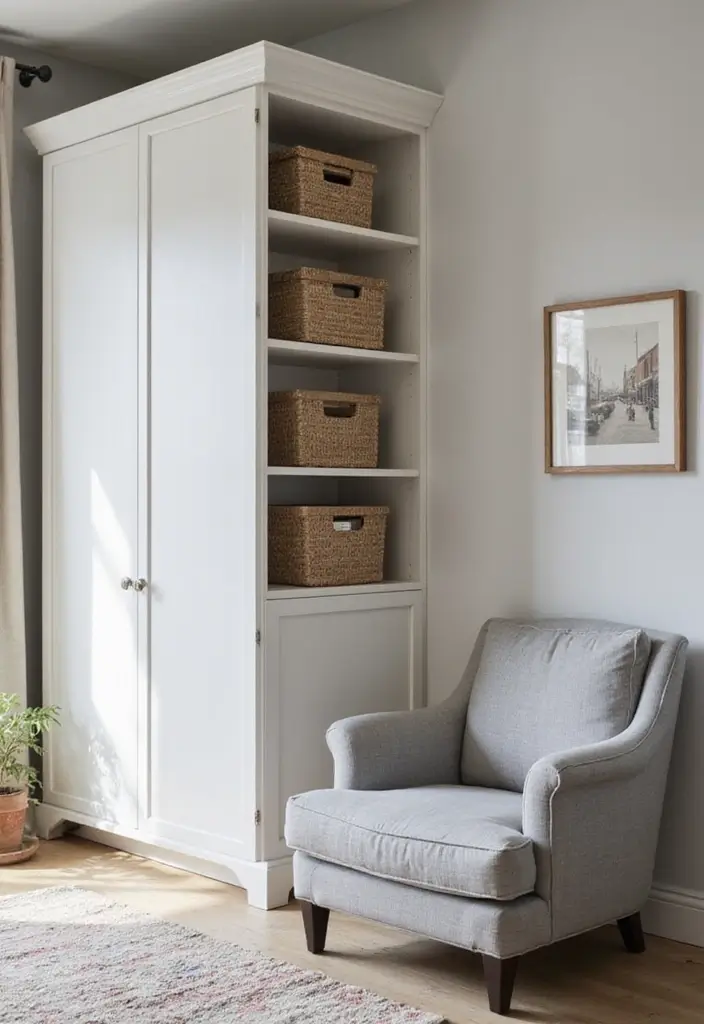 Soft Gray Accent Chair with Storage