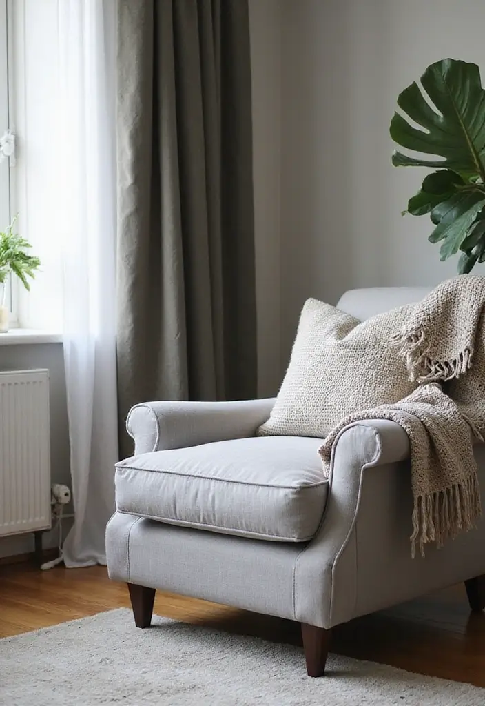 Layered Fabrics with Soft Gray Accent Chair