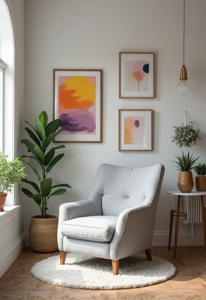 Art Highlighting Soft Gray Accent Chair