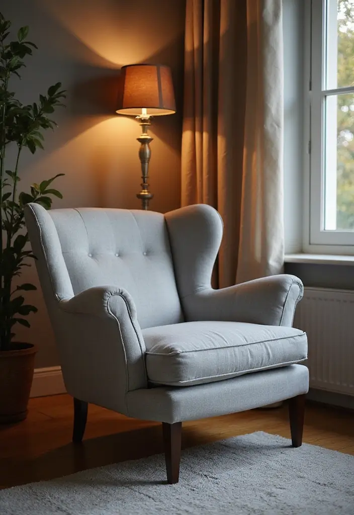 Lighting Enhancing Soft Gray Accent Chair