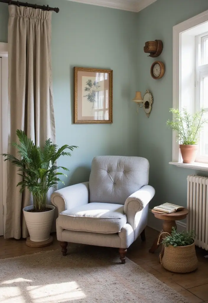 Vintage Soft Gray Accent Chair