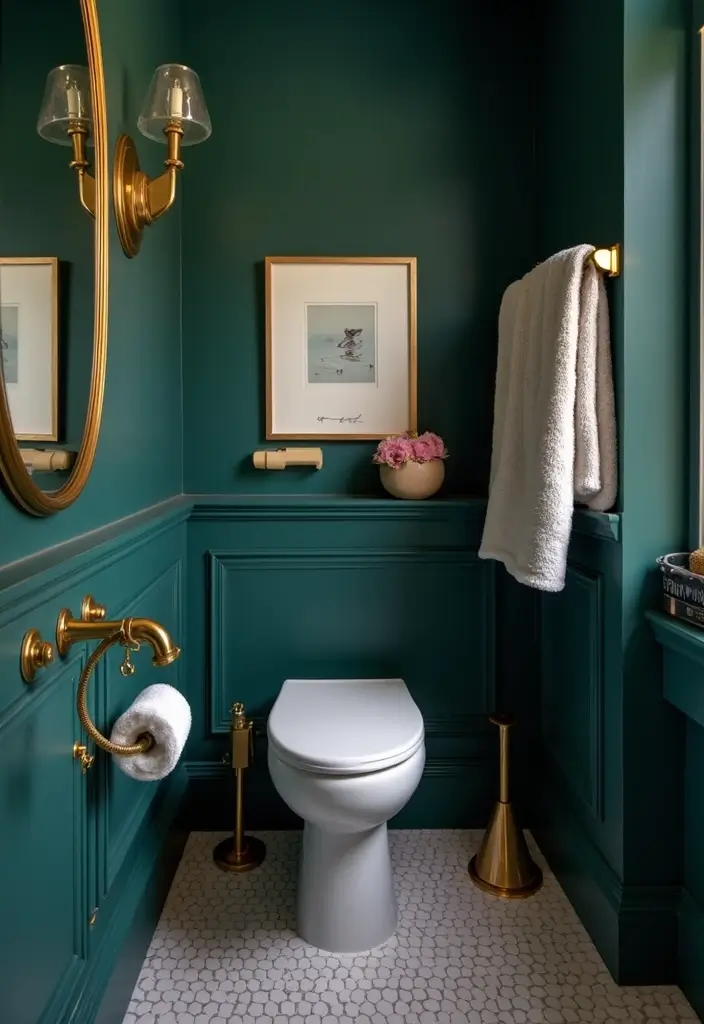 Rich Jewel Tones in Half Bathroom