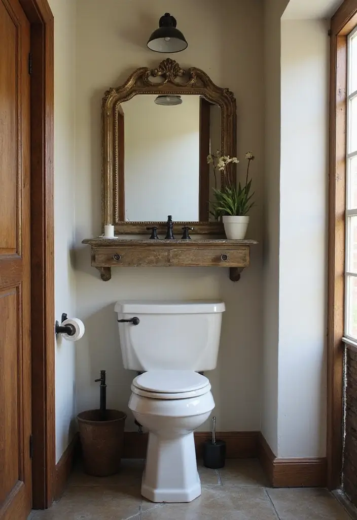 Vintage Touches in Dark Moody Bathroom