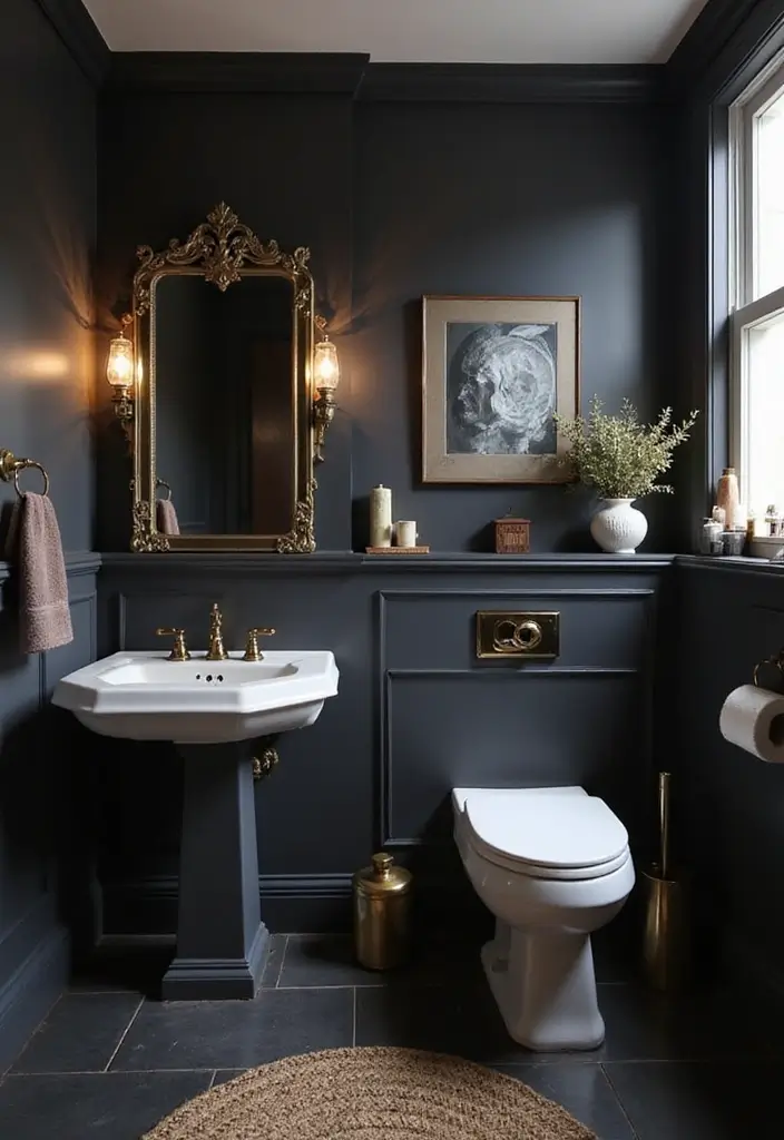 Dark Moody Half Bathroom Design Inspiration