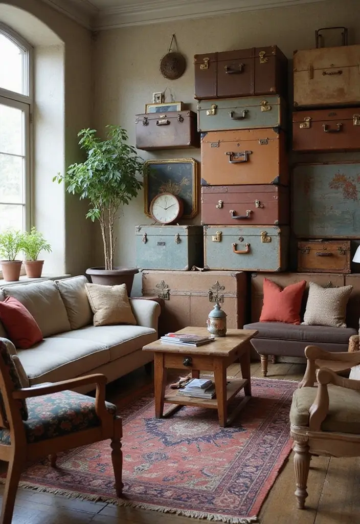 Vintage Suitcases Wall Decor