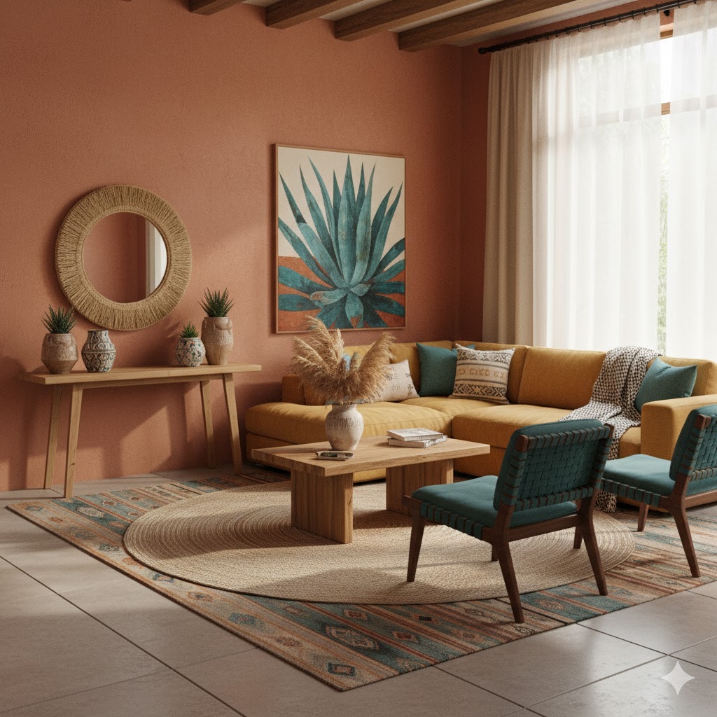 Warm earthy tones in Mexican-inspired decor