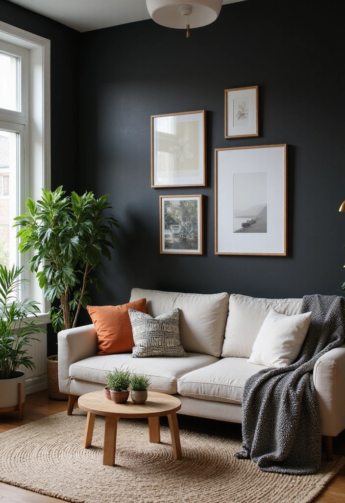 Black Accent Wall in Living Room