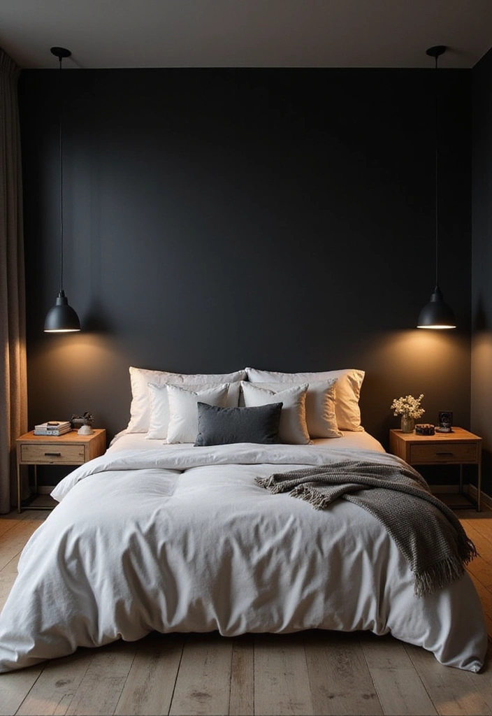 Black Accent Wall in Bedroom